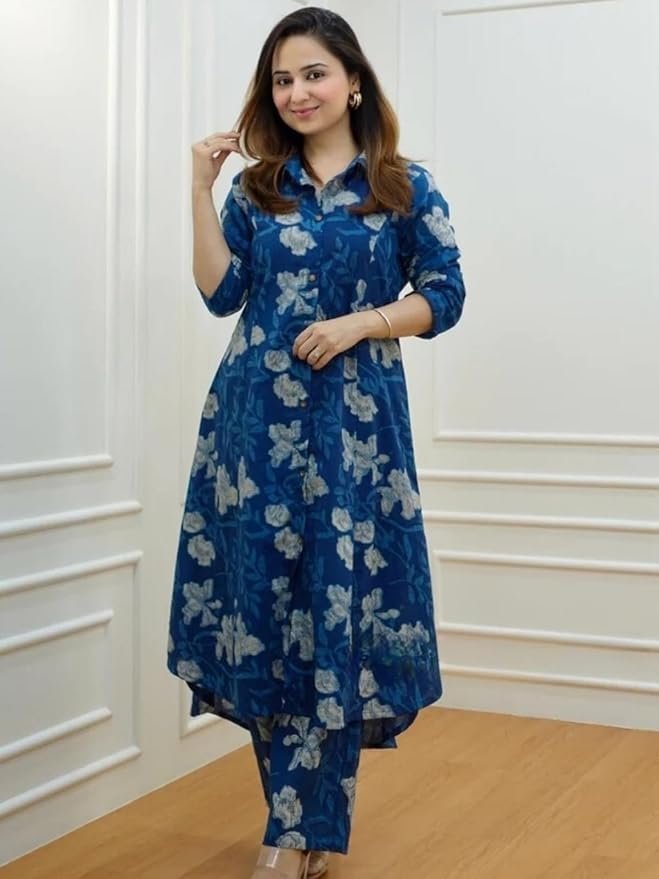 61I0PpWEi4L._SY879_ Women's Cotton Blend Kurta Set | Kurta Set | Kurti Set For Women | Festive Kurta Set For Women | Regular Fit Kurta Set For Women - Image 3