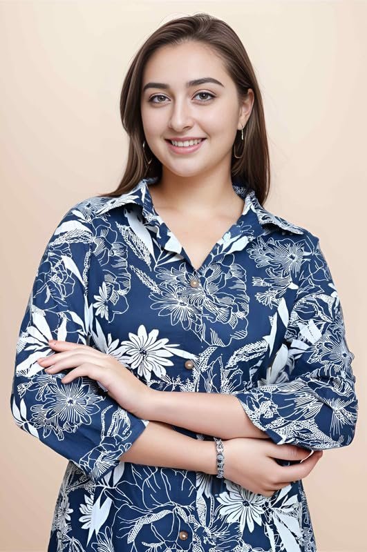 Version 1.0.0 Women's Co-ord Set Cotton Collared Kurta with Pant Cord Set Outdoor Wear - Image 2