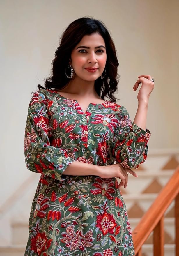 71IPcG4zY7L._SY879_ Rayon 3/4 Sleeve Ethnic Co-Ord Set For Women | Kurta Set For Women - Image 5