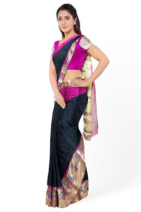71Md-OMp6XL._SY741_ Kanjivaram Silk Sarees with Woven Zari work | 80% Pure Kanjeevaram silk and 10% Art Silk - Image 3