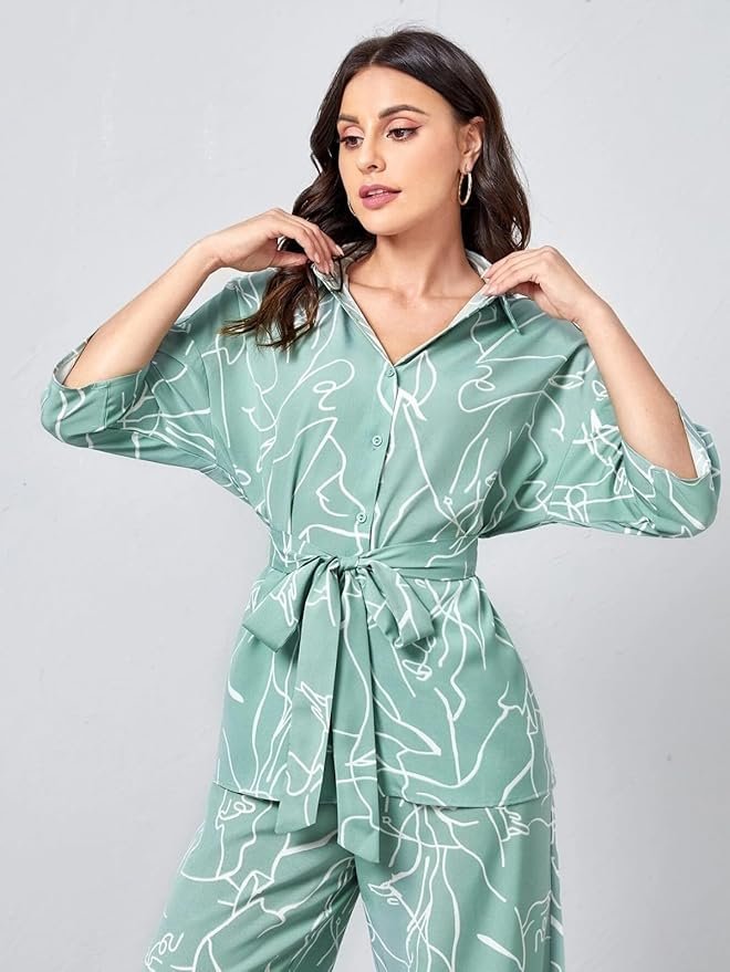 71ef6P7QijL._SY879_ Co Ord Set for Women | Co Ord Set for Women Stylish | Festive Co Ord Set for Women | Travel Co Ord Set for Women | Full Sleeve Women Co-ord set - Image 2