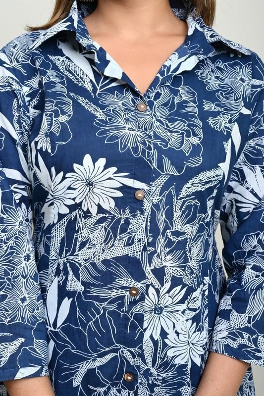 Version 1.0.0 Women's Co-ord Set Cotton Collared Kurta with Pant Cord Set Outdoor Wear - Image 4