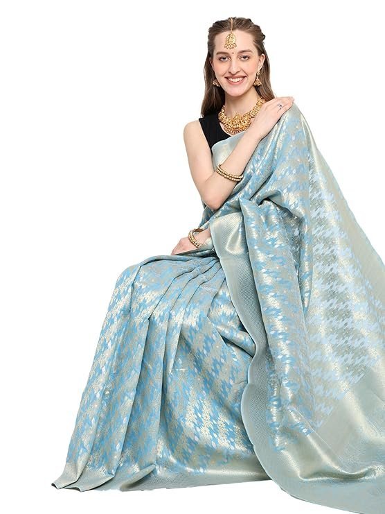 81dgBwZ4bWL._SY741_ incredible sarees Katan Silk Tissue Banarasi Saree For Women (Free Size) - Image 3