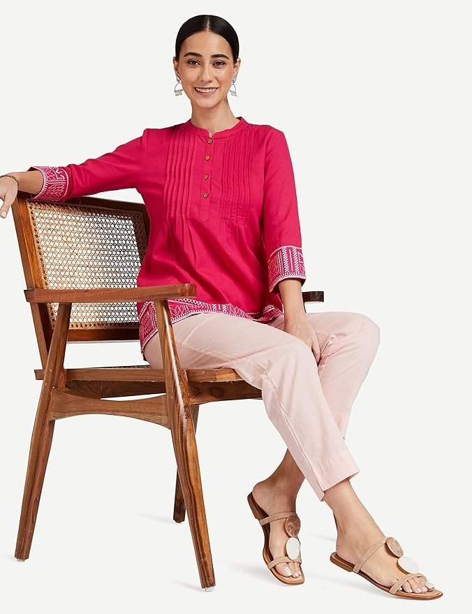 81kesi+7CoL._SY879_ Women's Printed Straight Cotton Short Kurti - Image 2