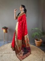 Women's Paithani Silk Saree With Blouse Piece - Image 2