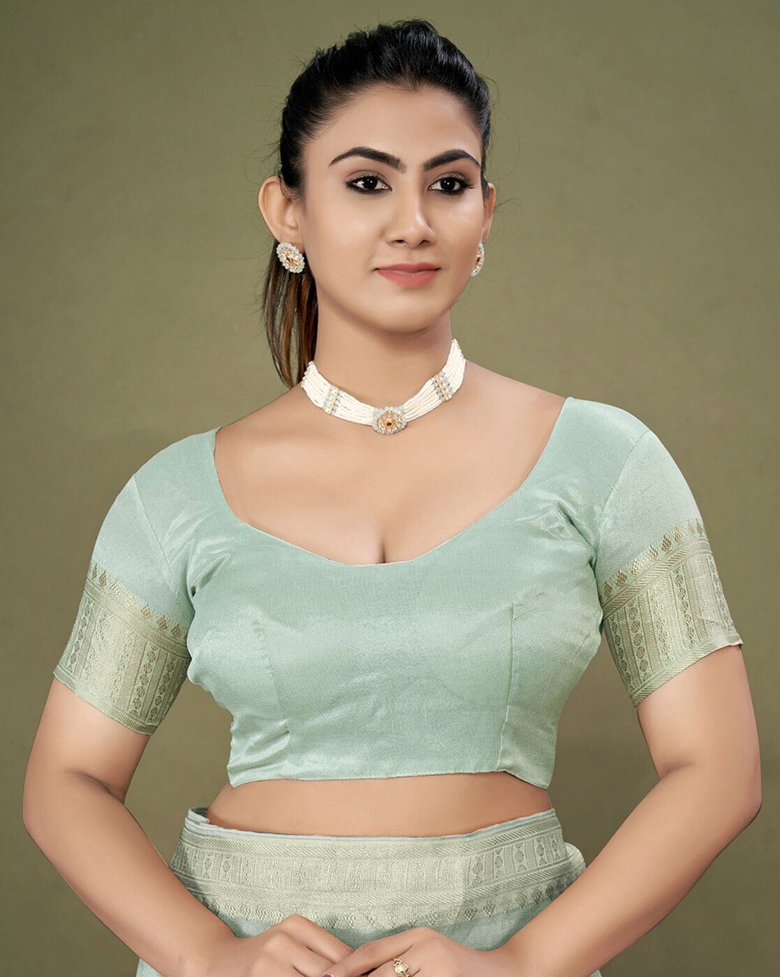 -1117Wx1400H-466539080-blue-MODEL5 Embellished Design Tassels and Latkans Organza Saree - Image 5