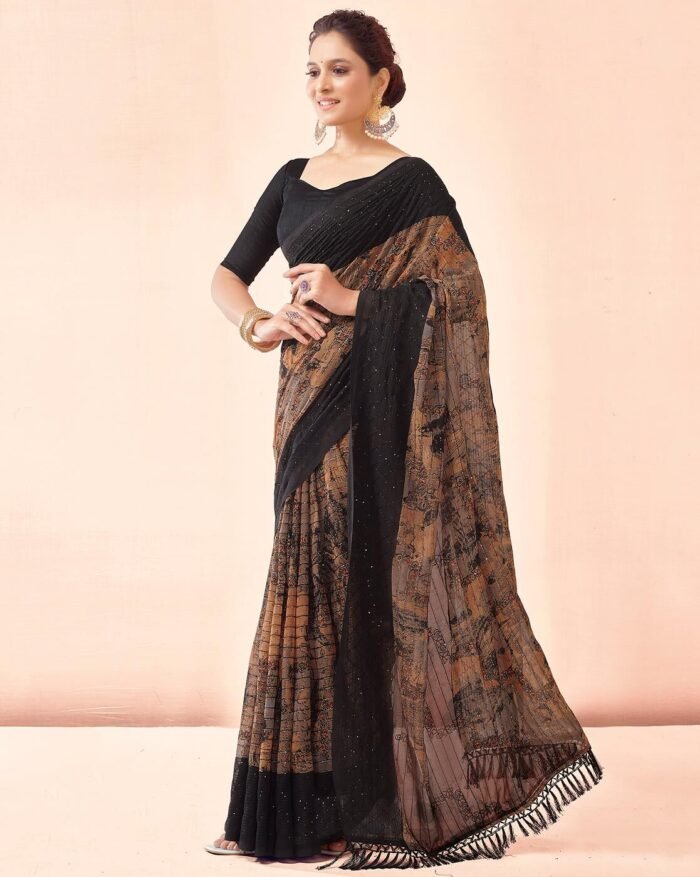Women Embellished Georgette Saree - Image 1