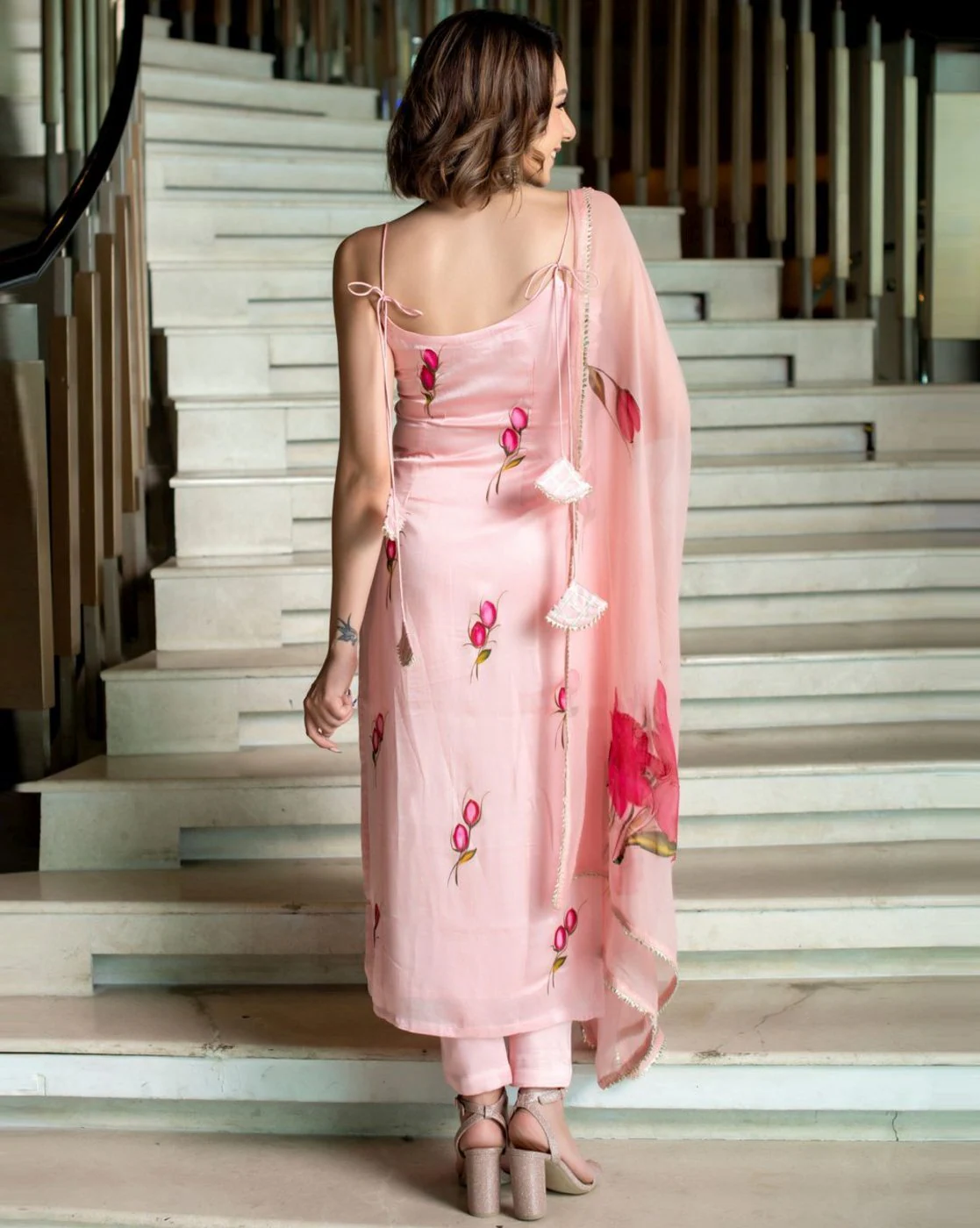 -1117Wx1400H-700286886-pink-MODEL2 Women Embroidery Straight Kurta Set - Image 2