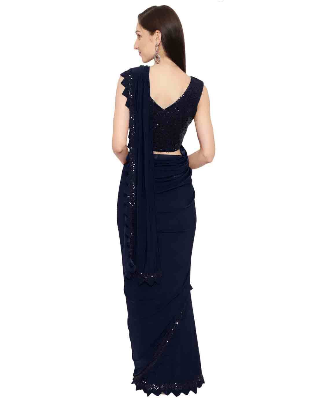 -1117Wx1400H-463118524-navy-MODEL4 Embellished Pre-stitched Saree - Image 4