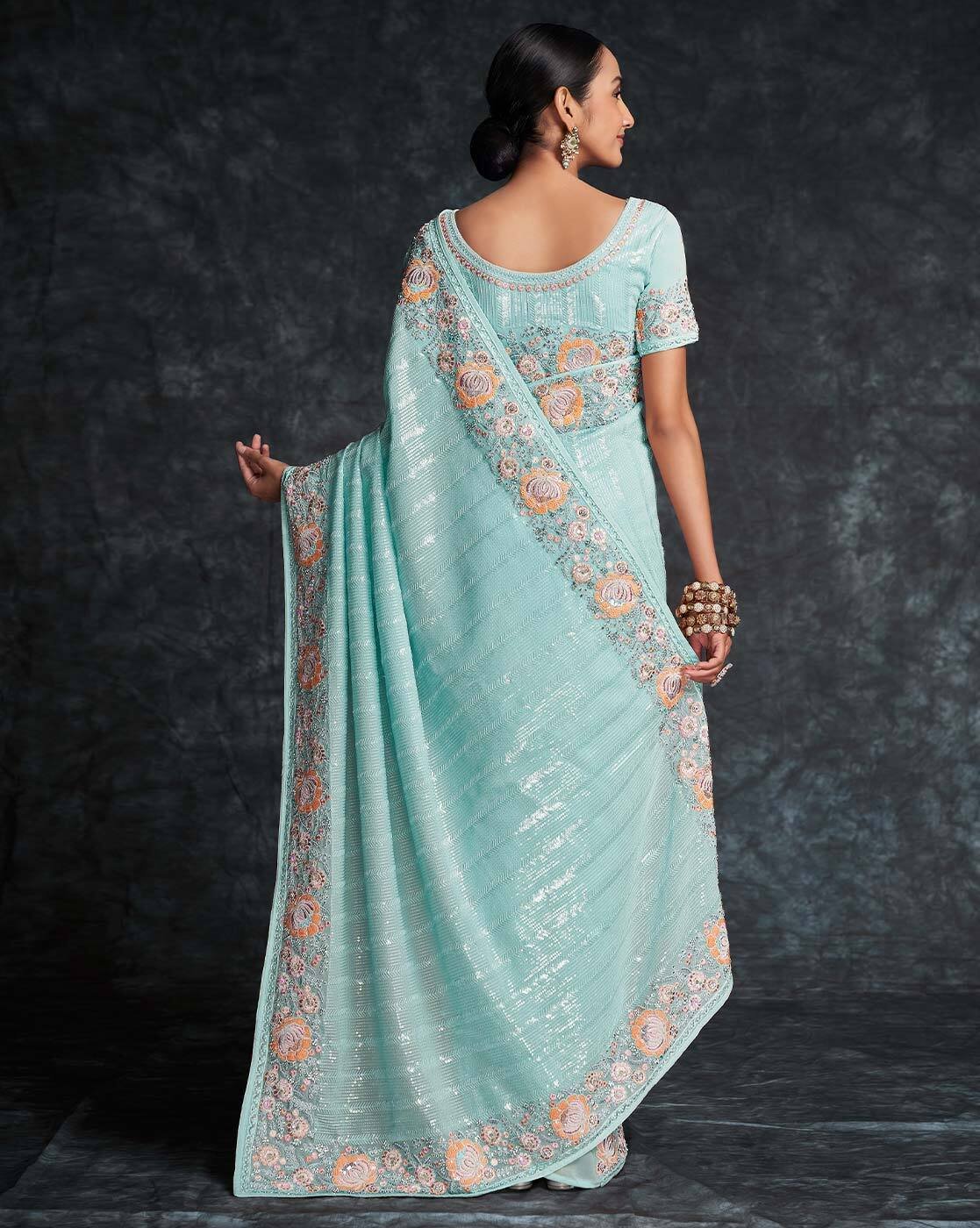 -1117Wx1400H-466014937-blue-MODEL4 - Copy Embellished Georgette Saree - Image 4