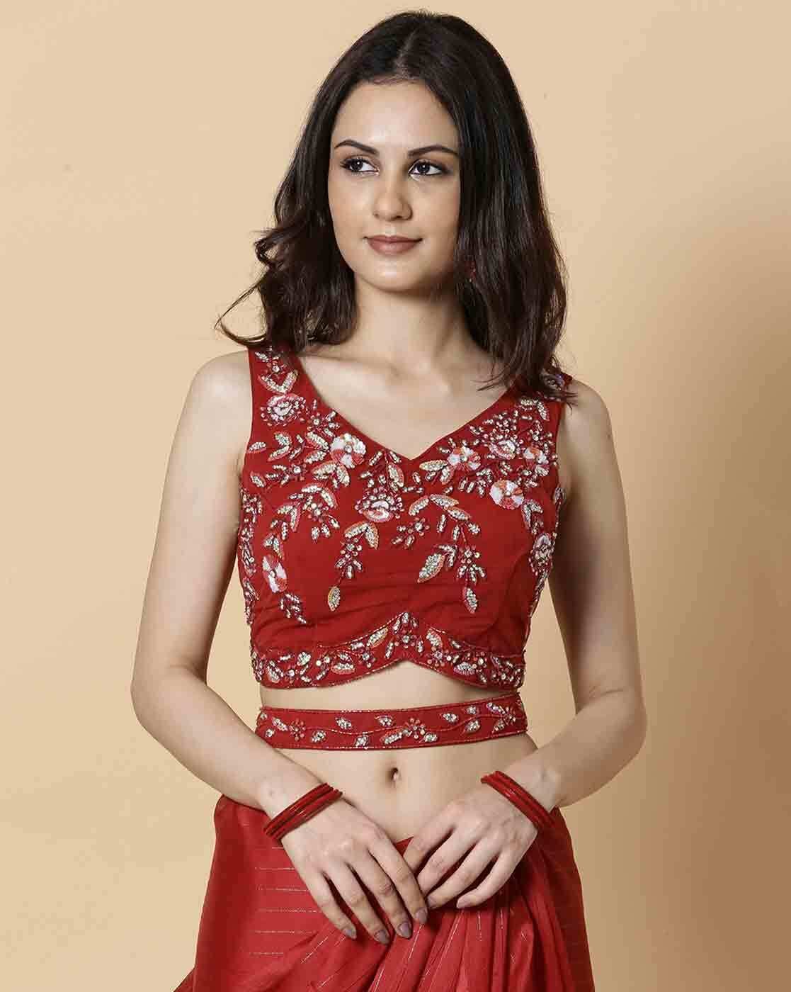 -1117Wx1400H-467250944-red-MODEL4 Women Pre-Stitched Saree - Image 3