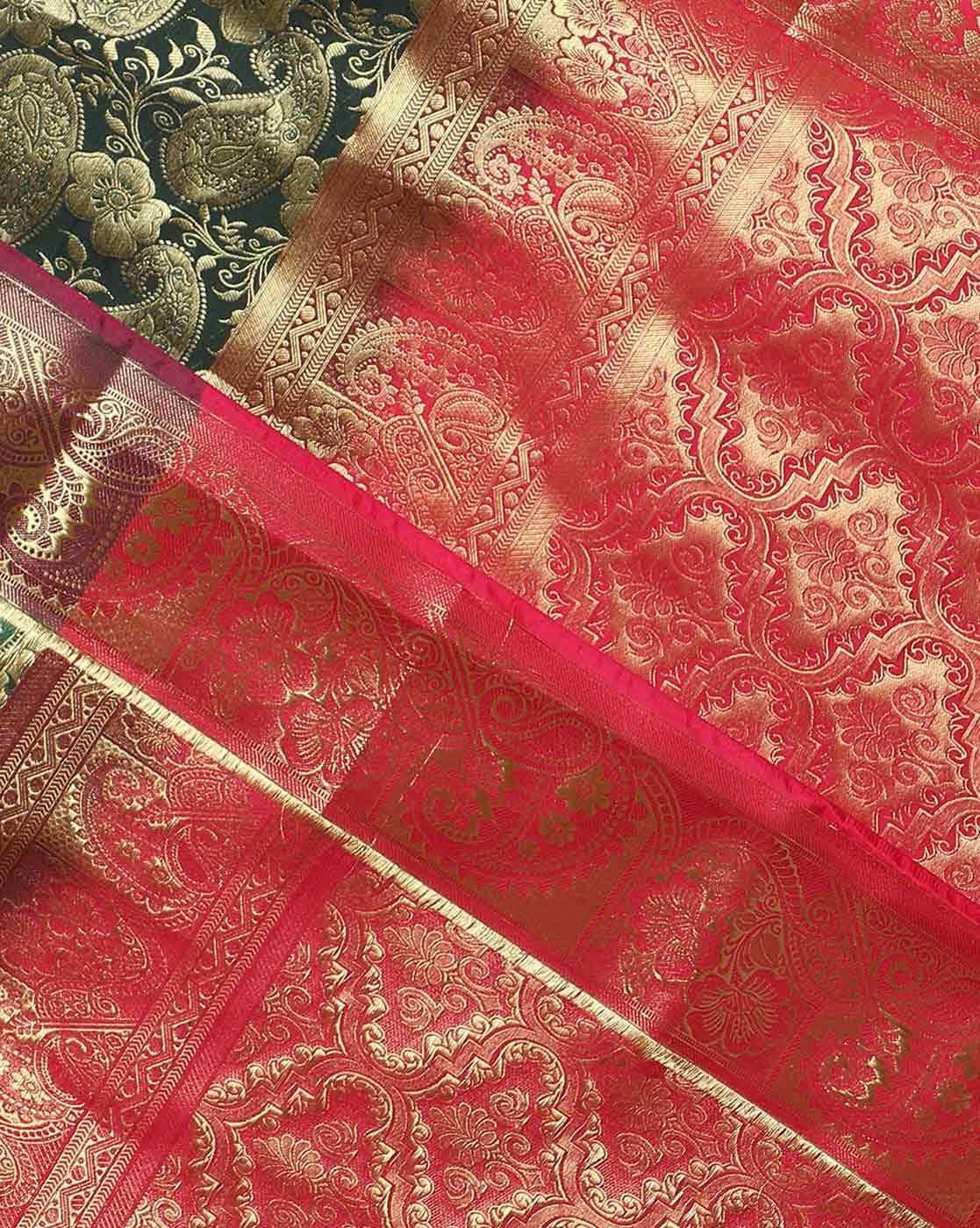 -1117Wx1400H-700095348-green-MODEL6 Kanjeevaram Zari Saree - Image 2