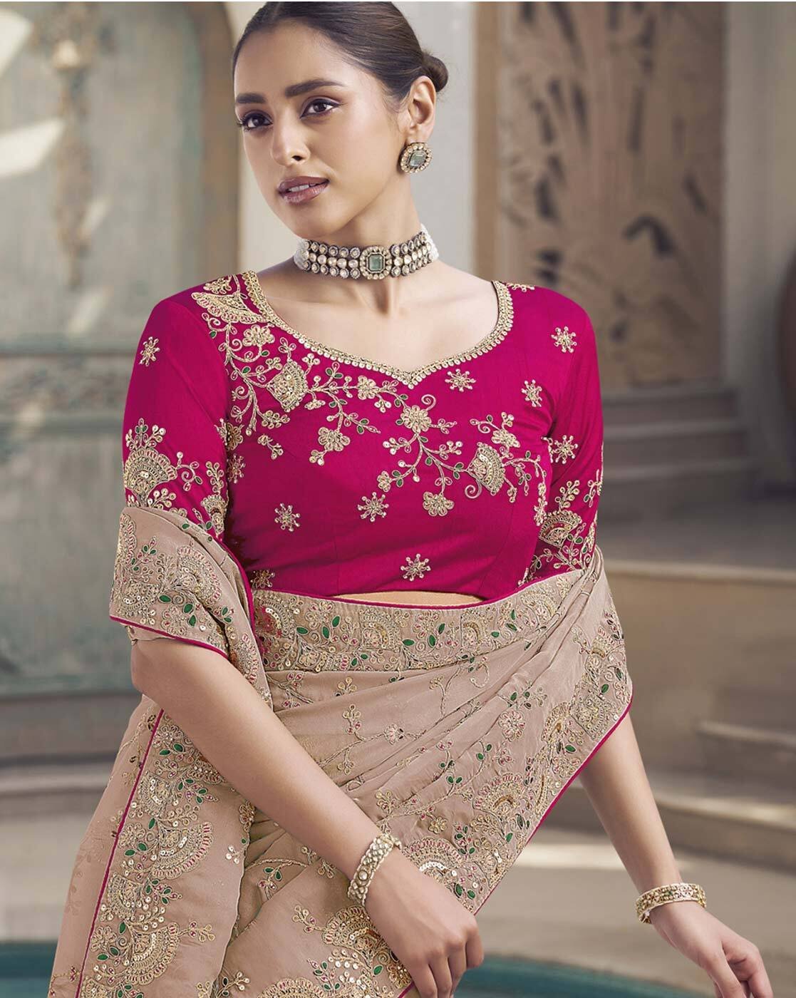 -1117Wx1400H-701178217-pink-MODEL2 Women Premium Fashion Ethnic Traditional Saree - Image 2