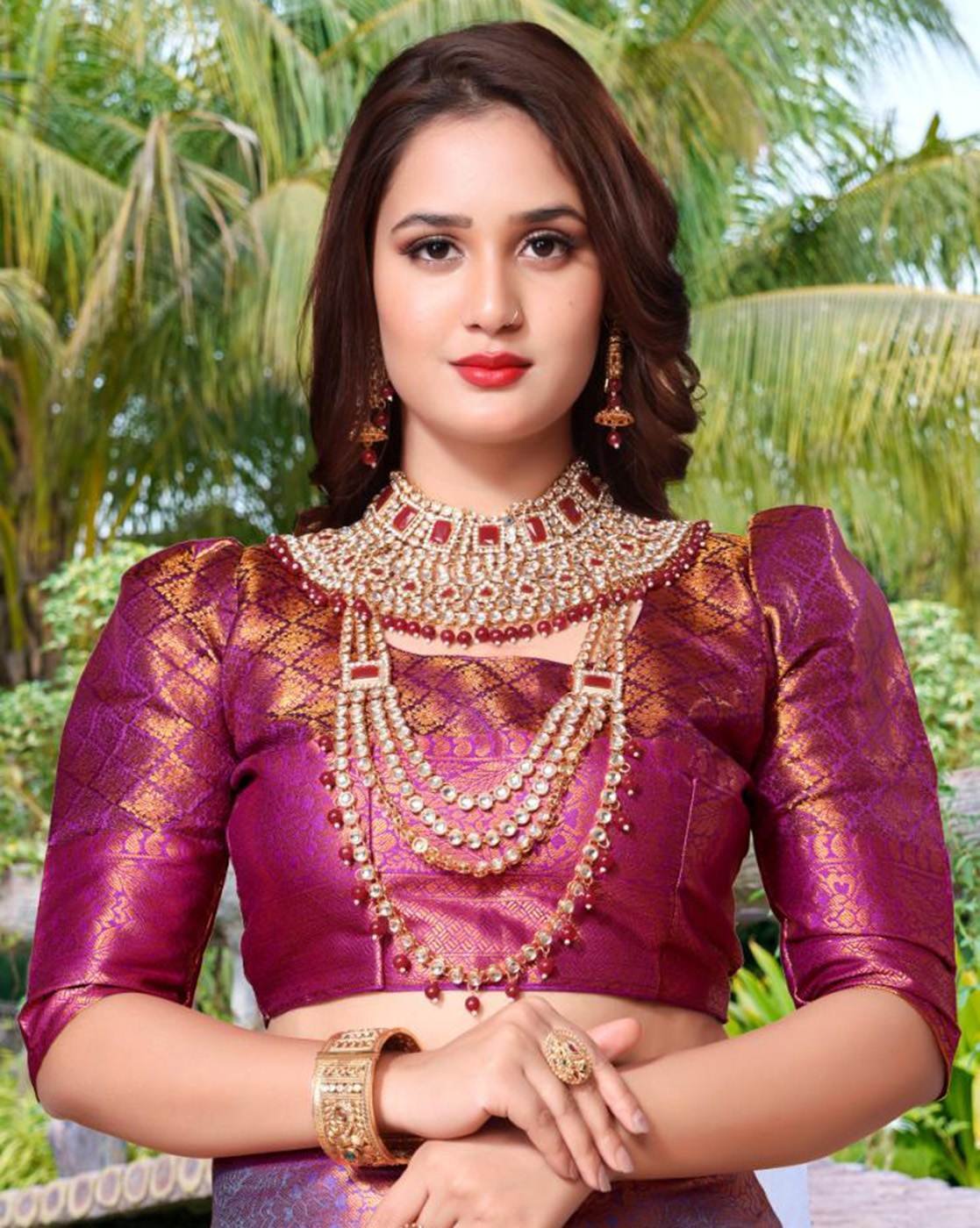 -1117Wx1400H-701360628-aqua-MODEL6 Women Jacquard Saree With Unstitched Blouse - Image 5