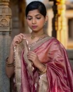 Women Banarasi Silk Saree with Contrast Border - Image 5