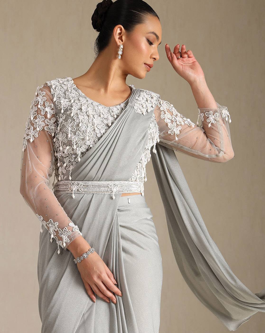 -1117Wx1400H-701481583-grey-MODEL4 Women Ready To Wear Saree - Image 3