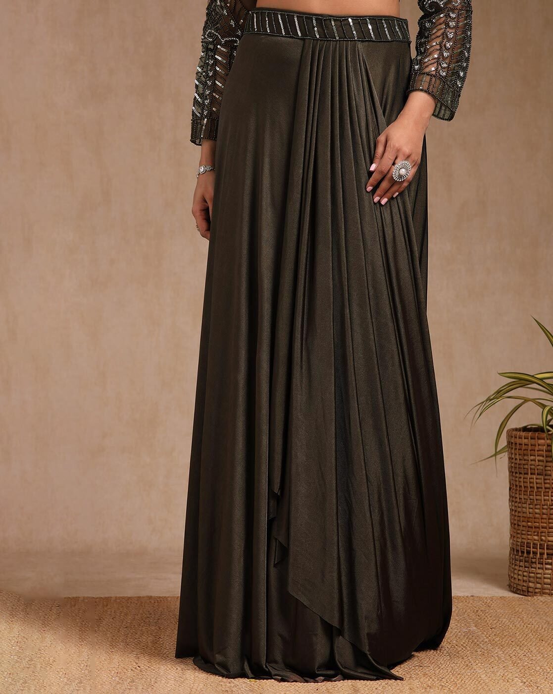 -1117Wx1400H-701481602-olive-MODEL5 Women Ready To Wear Saree - Image 5