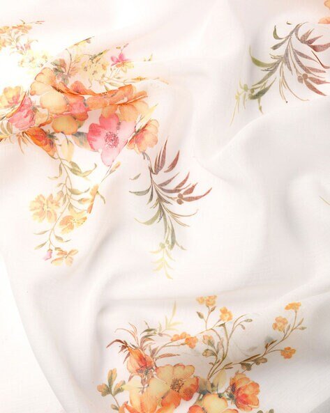 -473Wx593H-700764776-white-MODEL6 - Copy Women Floral Print Saree with Tassels - Image 3